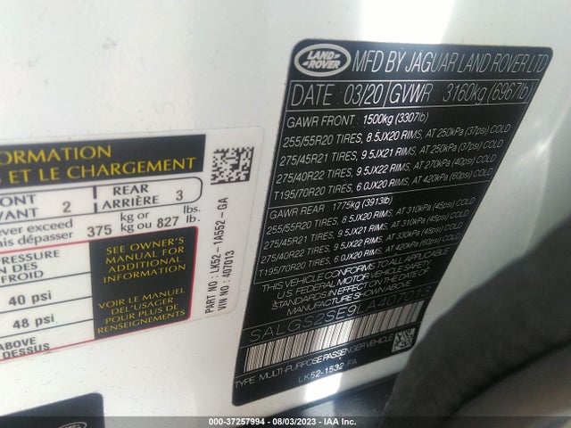 SALGS2SE9LA407013 Land Rover Range Rover P525 Hse