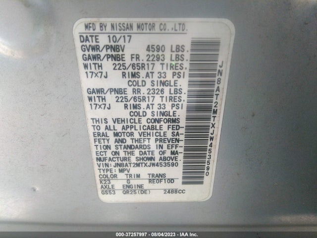 Nissan ROGUE SV 2018 JN8AT2MTXJW453590 Image 16