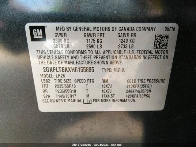 2GKFLTEKXH6155885 GMC Terrain Sle