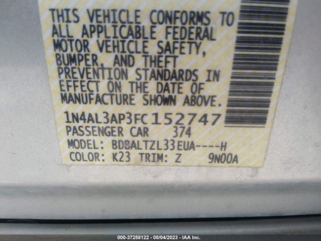 1N4AL3AP3FC152747 Nissan Altima 2.5 Sl