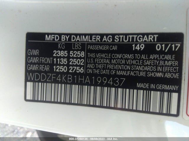 2017 MERCEDES-BENZ E-CLASS E 300 LUXURY VIN: WDDZF4KB1HA199437