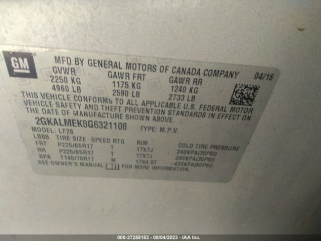 2GKALMEK8G6321108 GMC Terrain Sle