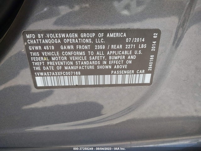 1VWAS7A3XFC007168 Volkswagen Passat 1.8t Wolfsburg Ed
