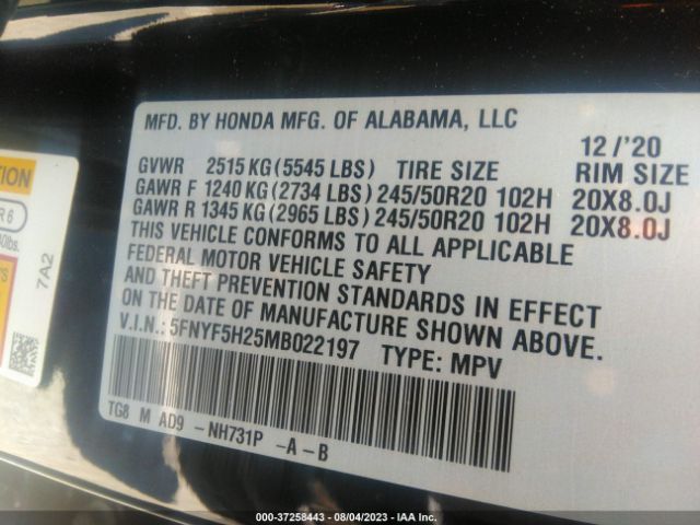 5FNYF5H25MB022197 Honda Pilot Special Edition