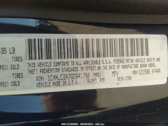 1C4NJCBA7GD641790 Jeep Compass Sport