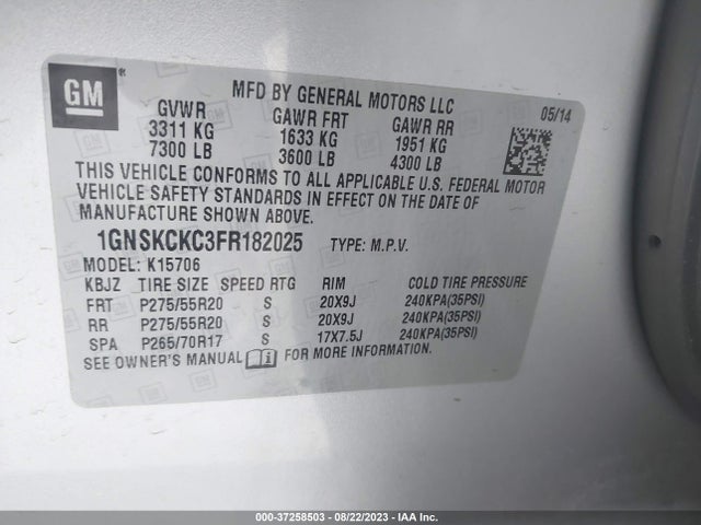 Chevrolet Tahoe Ltz 2015 1GNSKCKC3FR182025 Image 9
