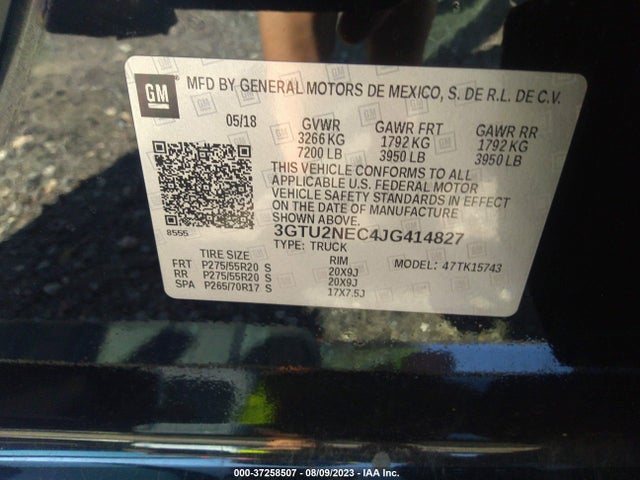 GMC Sierra 1500 Slt 2018 3GTU2NEC4JG414827 Image 9