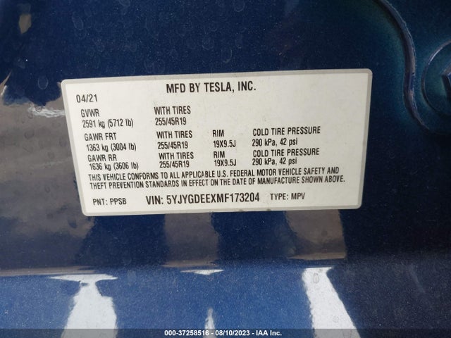 Tesla Model Y Long Range 2021 5YJYGDEEXMF173204 Image 17