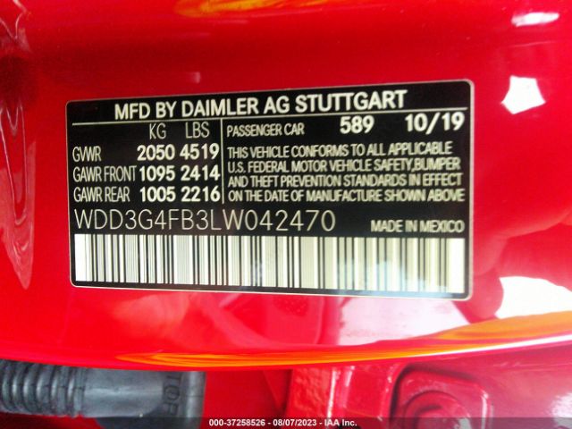 WDD3G4FB3LW042470 Mercedes-Benz A-class A 220