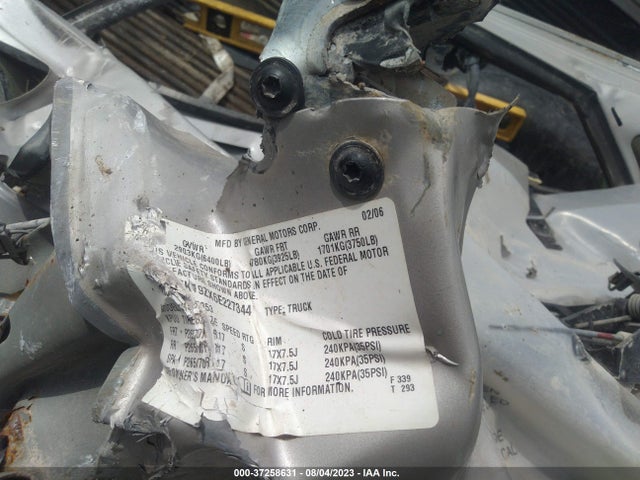 2006 CHEVROLET SILVERADO 1500 WORK TRUCK VIN: 1GCEK19ZX6E227344