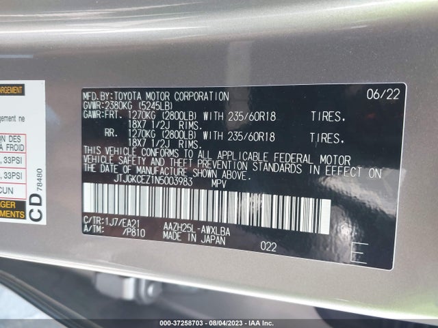 JTJGKCEZ1N5003983 Lexus Nx Nx 350h Premium