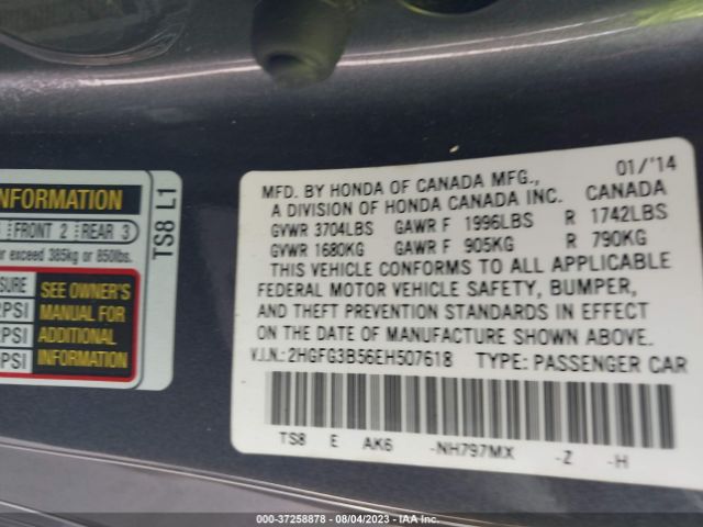 2HGFG3B56EH507618 Honda Civic Coupe Lx