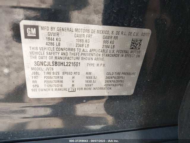 Chevrolet Trax Lt 2017 3GNCJLSB0HL221601 Image 9