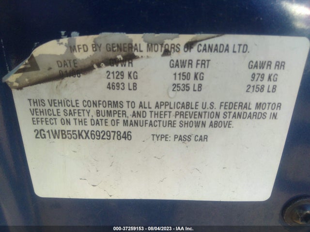 2006 CHEVROLET IMPALA LS VIN: 2G1WB55KX69297846