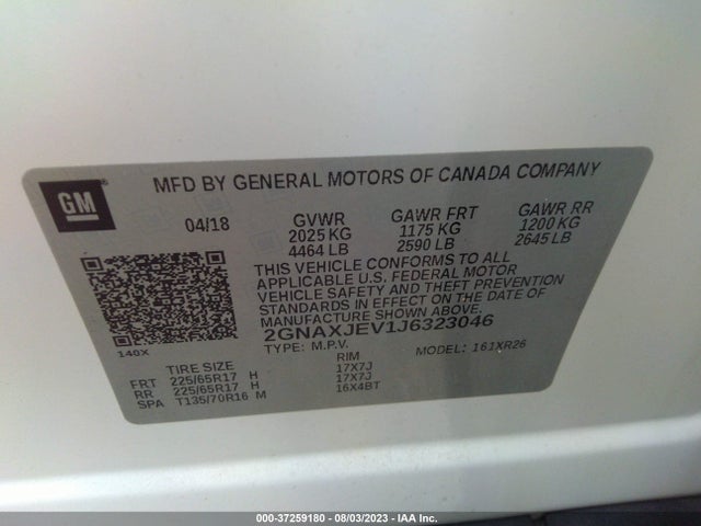 Chevrolet EQUINOX LT 2018 2GNAXJEV1J6323046 Image 9