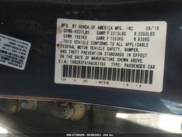 1HGCR2F81HA063160 Honda Accord Sedan Ex-l