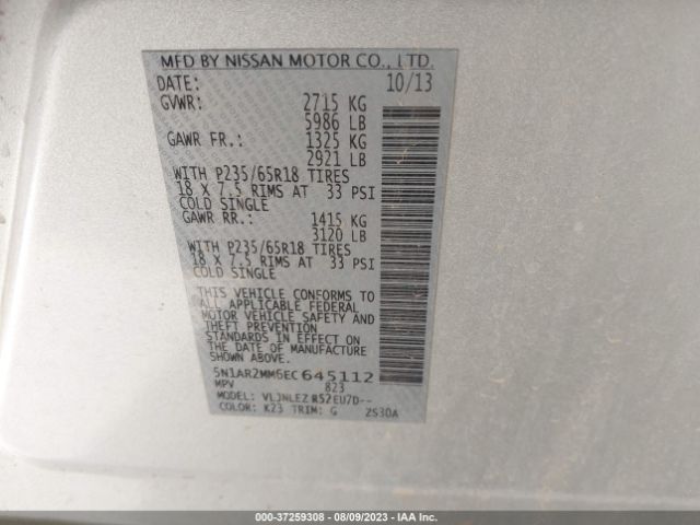 5N1AR2MM6EC645112 Nissan Pathfinder Sv