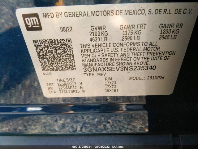 Chevrolet EQUINOX LS 2022 3GNAXSEV3NS235340 Image 9