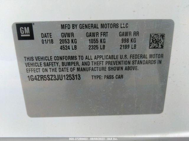 1G4ZR5SZ3JU125313 Buick Lacrosse Premium