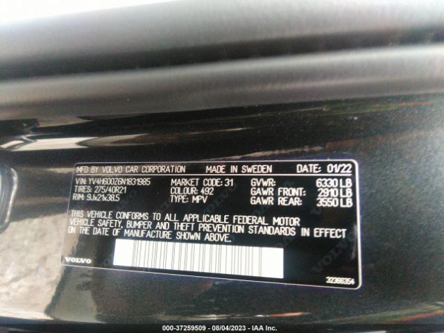 2022 VOLVO XC90 RECHARGE YV4H600Z6N1831985 Photo 8