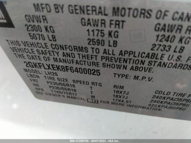 2GKFLXEK8F6400025 GMC Terrain Slt