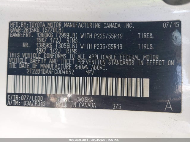 2T2ZB1BA4FC004852 Lexus RX 450H
