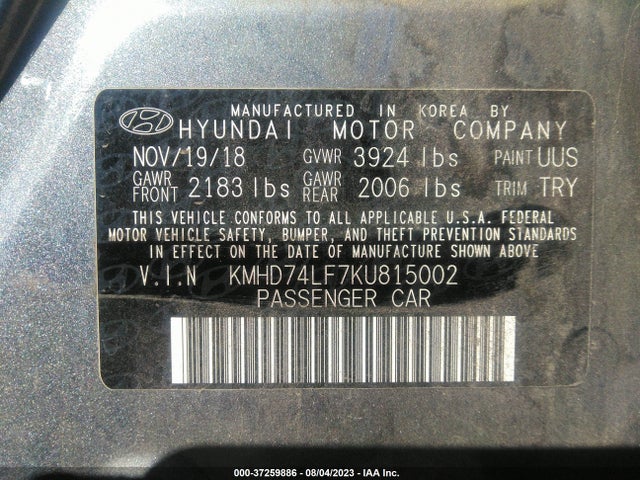 Hyundai ELANTRA SE 2019 KMHD74LF7KU815002 Image 9