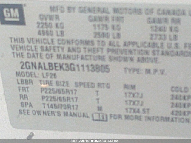 Chevrolet EQUINOX LS 2016 2GNALBEK3G1113805 Image 15