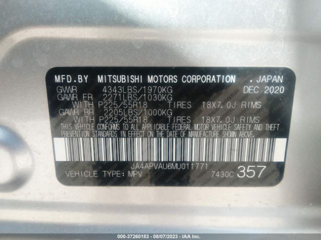 JA4APVAU6MU011771 Mitsubishi Outlander Sport Se