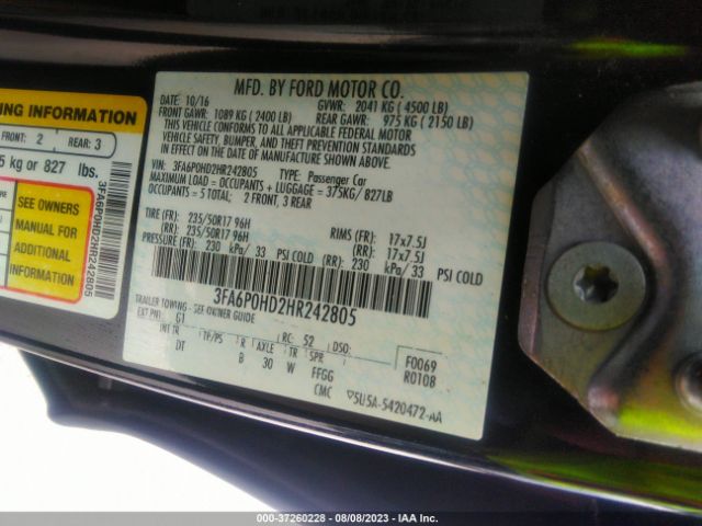 3FA6P0HD2HR242805 Ford FUSION SE