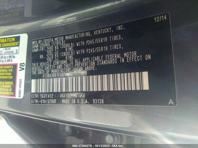 Toyota Venza Le/xle 2015 4T3BA3BB1FU070892 Image 9