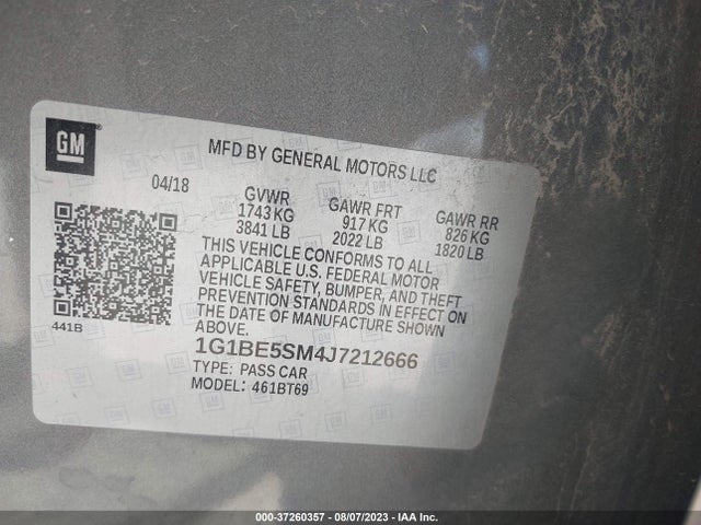 Chevrolet CRUZE LT 2018 1G1BE5SM4J7212666 Image 9