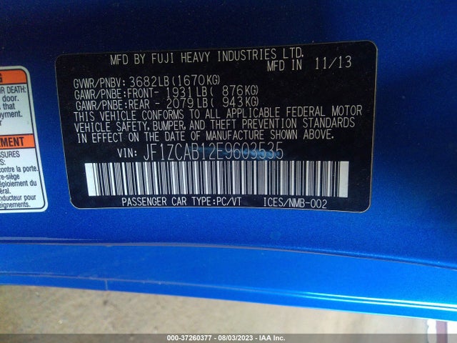 2014 Subaru BRZ, VIN: JF1ZCAB12E9603535