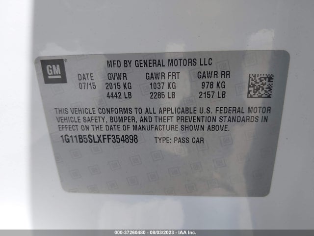 Chevrolet MALIBU LS 2015 1G11B5SLXFF354898 Image 15