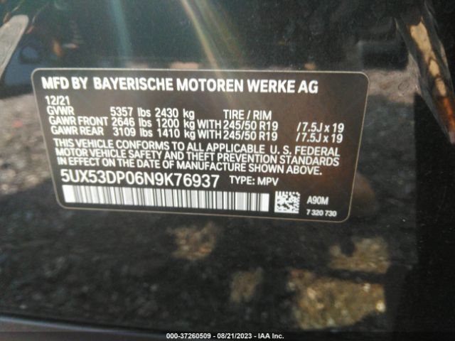 5UX53DP06N9K76937 BMW X3 Xdrive30i