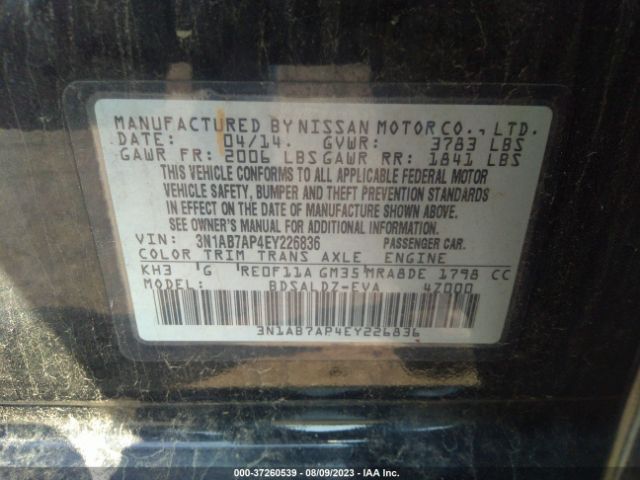 3N1AB7AP4EY226836 Nissan Sentra S/fe+ S/sv/fe+ Sv/sr/sl