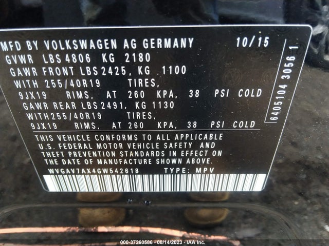 WVGAV7AX4GW542618 Volkswagen Tiguan R-line