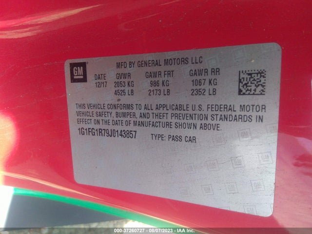 Chevrolet CAMARO 2SS 2018 1G1FG1R79J0143857 Image 9