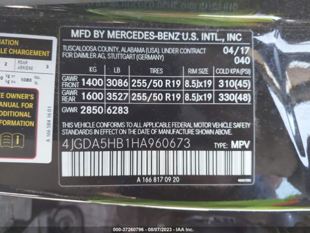 4JGDA5HB1HA960673 Mercedes-Benz Gle Gle 350
