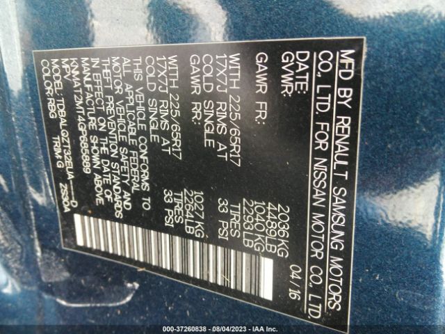KNMAT2MT4GP685889 Nissan ROGUE SV