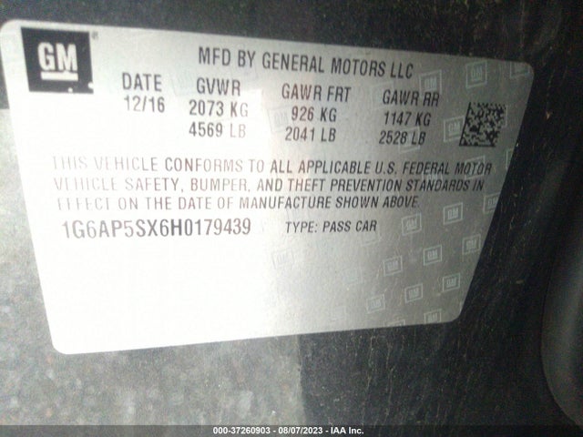1G6AP5SX6H0179439 Cadillac Cts Sedan Rwd