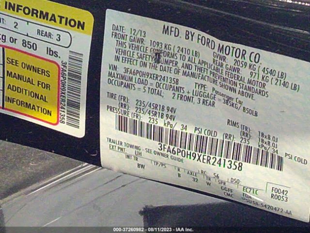 3FA6P0H9XER241358 Ford FUSION SE