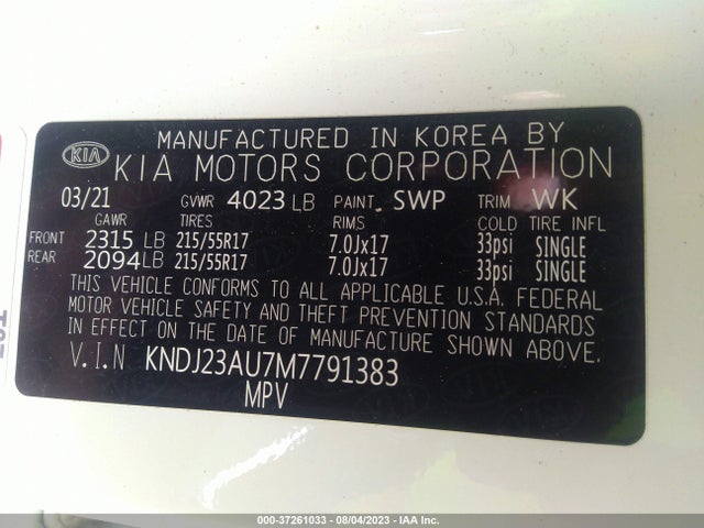 KIA SOUL S 2021 KNDJ23AU7M7791383 Image 14
