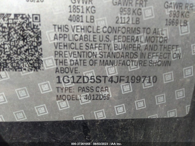 Chevrolet MALIBU LT 2018 1G1ZD5ST4JF199710 Image 9