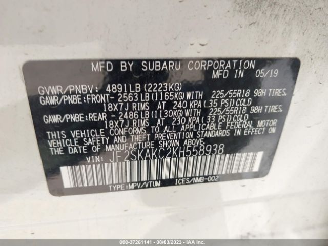 JF2SKAKC2KH558938 Subaru Forester Sport