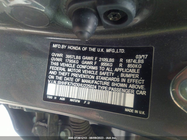 Honda Civic Hatchback Lx 2017 SHHFK7H2XHU225024 Image 9