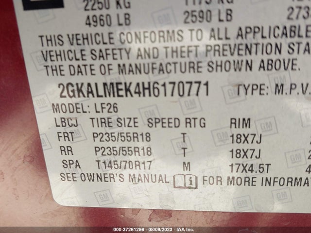 GMC Terrain Sle 2017 2GKALMEK4H6170771 Image 16
