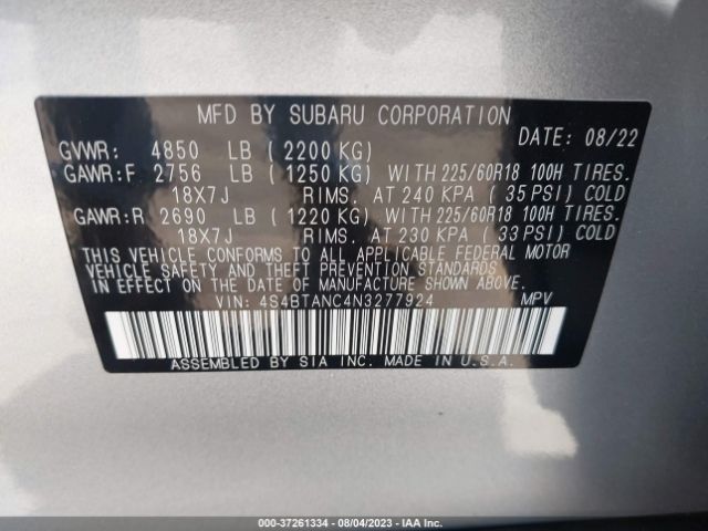 4S4BTANC4N3277924 Subaru Outback Limited