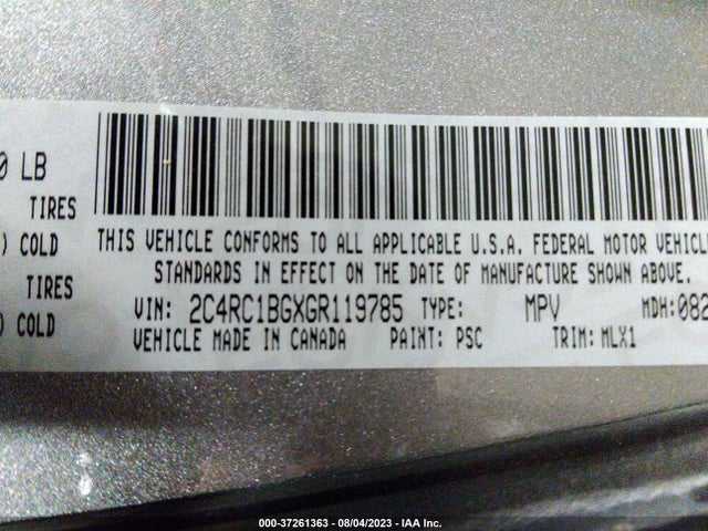 2C4RC1BGXGR119785 Chrysler Town & Country Touring
