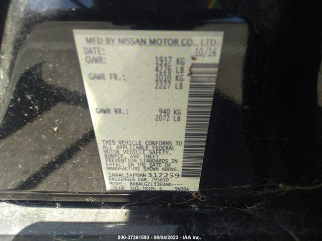 2017 NISSAN ALTIMA 2.5 S VIN: 1N4AL3AP6HN317259